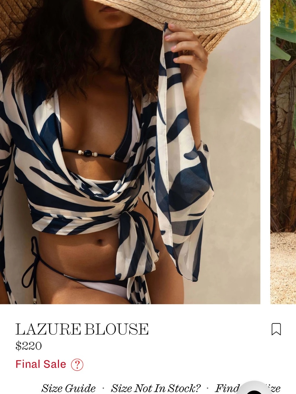 Rat & Boa LAZURE BLOUSE Navy and White Wrap Blouse